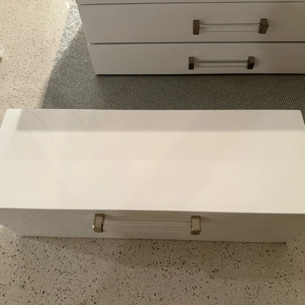 Elegant White Jewelry Box with Lock